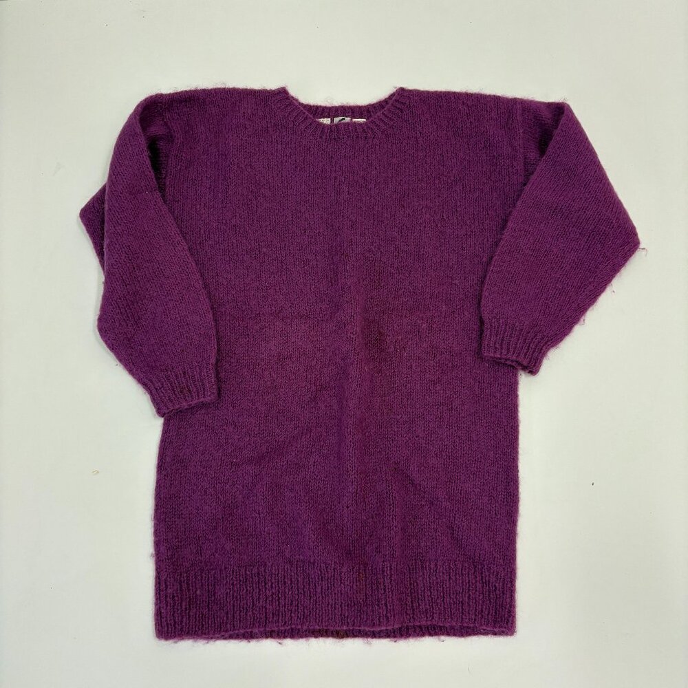 Purple Handmade 3/4 sleeve Mohair Wool Sweater